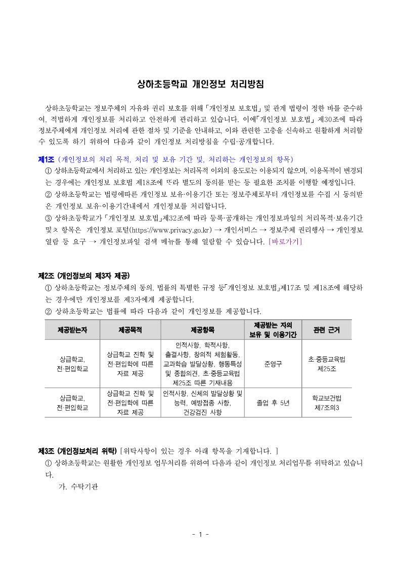 2025년 상하초등학교 개인정보 처리방침(25.04.30)_1